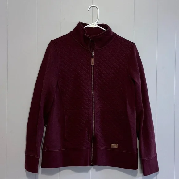 L.L. Bean Dark Plum Quilted Zip Sweatshirt Size Small - Picture 1 of 4